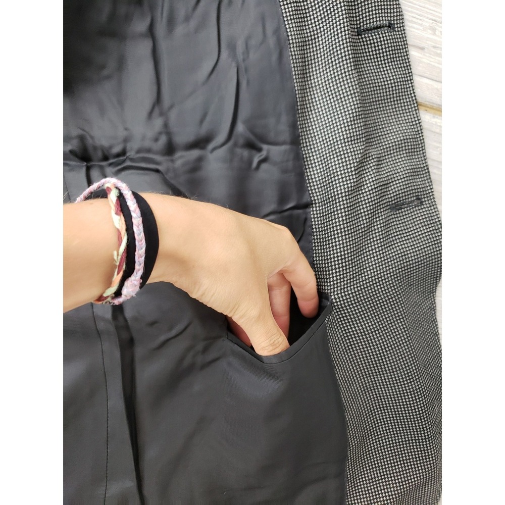 Canali Mens Micro Check Two Button Blazer Jacket Grey Black Checkered Pattern - Picture 8 of 16